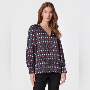 Marella Agile satin blouse in geometric pattern NWOT